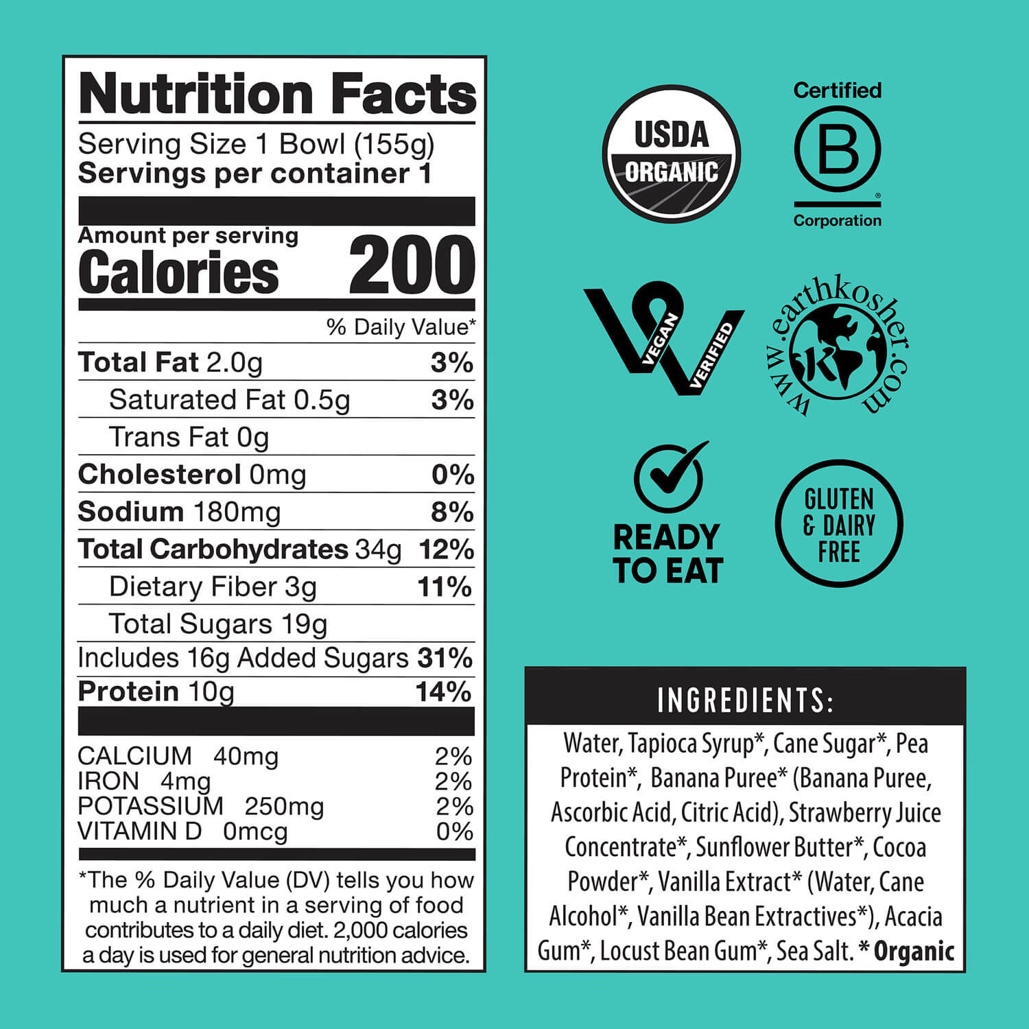Organic Protein Chocolate Banana Smoothie Bowl