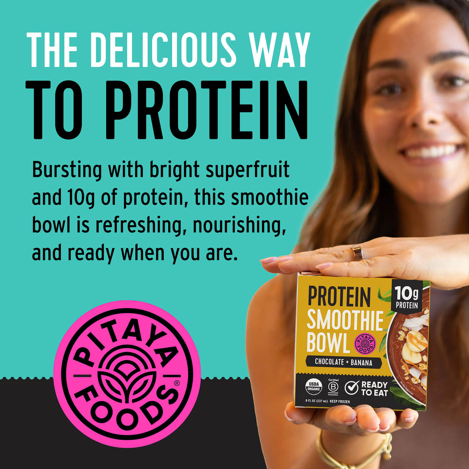 Organic Protein Chocolate Banana Smoothie Bowl