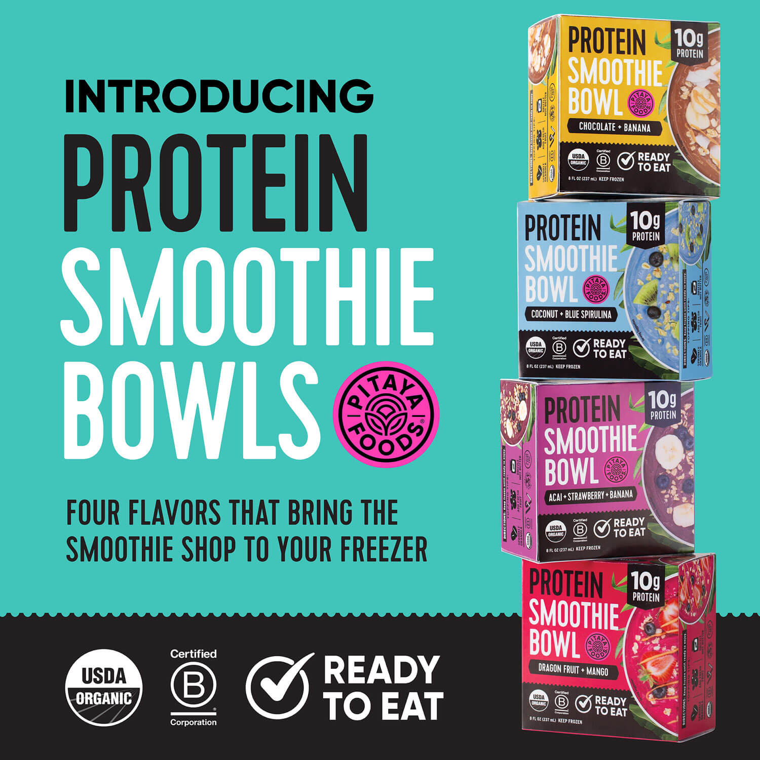 Organic Protein Dragon Fruit Mango Smoothie Bowl