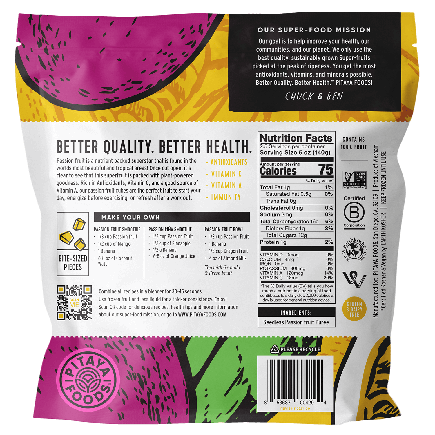 Pitaya Foods Passion Fruit Bite-Sized Pieces