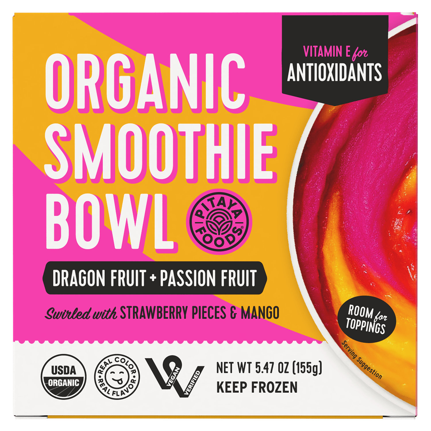 Organic Dragon Fruit and Passion Fruit Smoothie Bowl