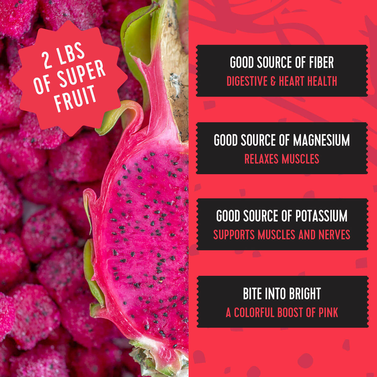 Organic Dragon Fruit Snack-Sized Pieces 2Lb