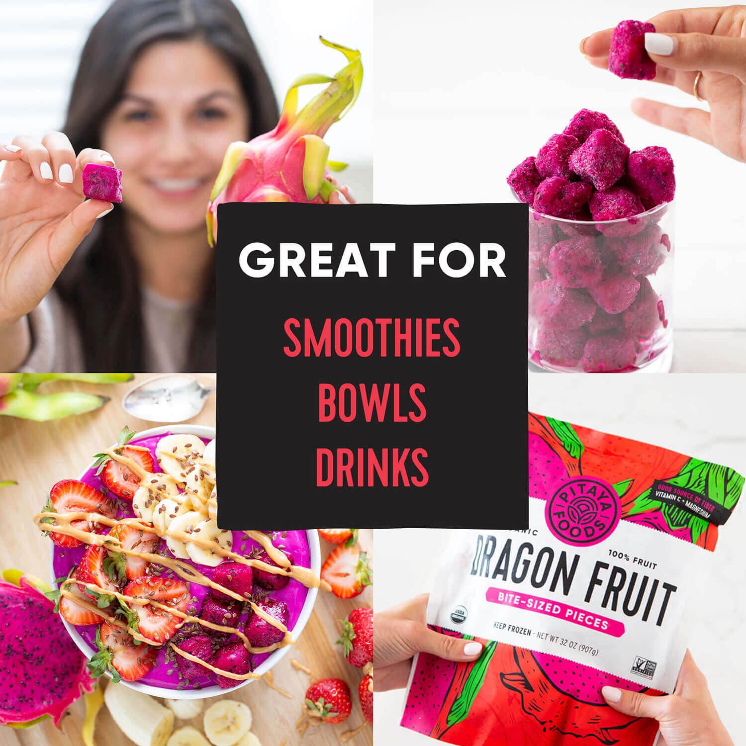 Organic Dragon Fruit Snack-Sized Pieces 2Lb