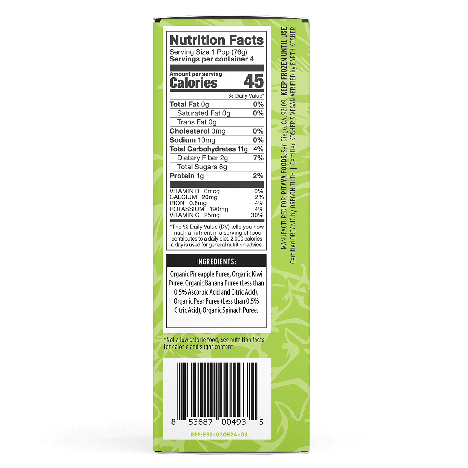 Organic Kiwi Pineapple Smoothie Pops