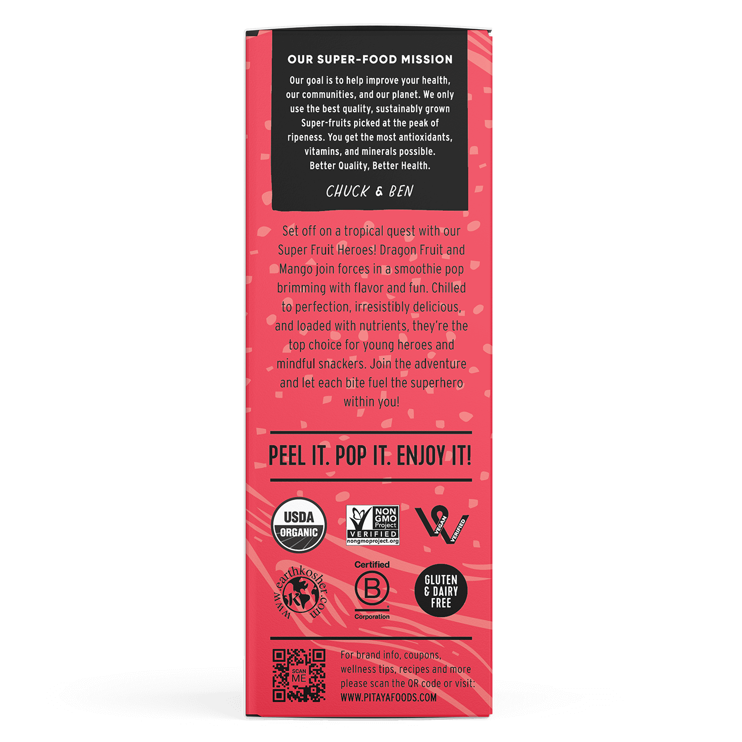 Organic Dragon Fruit Mango Smoothie Pops