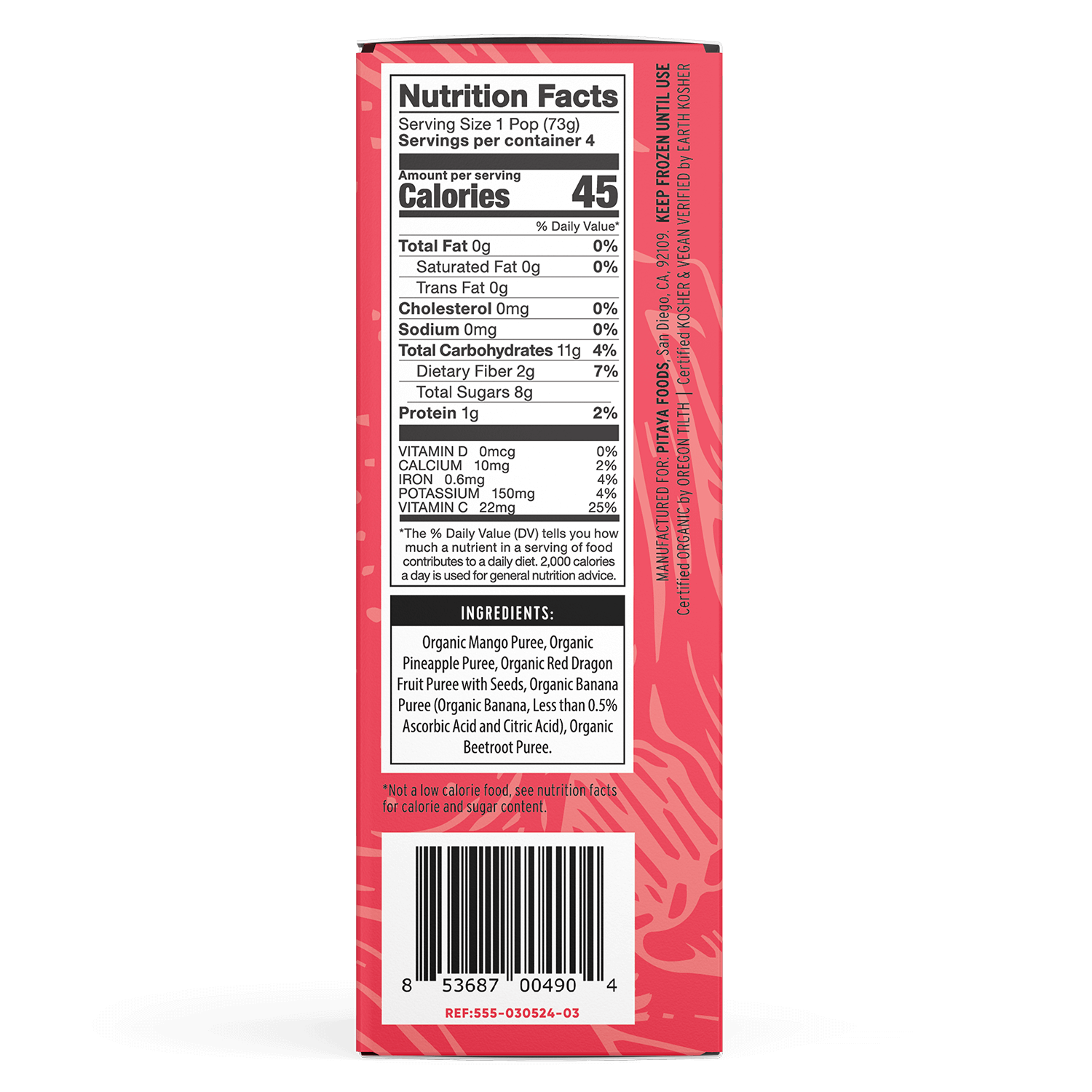 Organic Dragon Fruit Mango Smoothie Pops