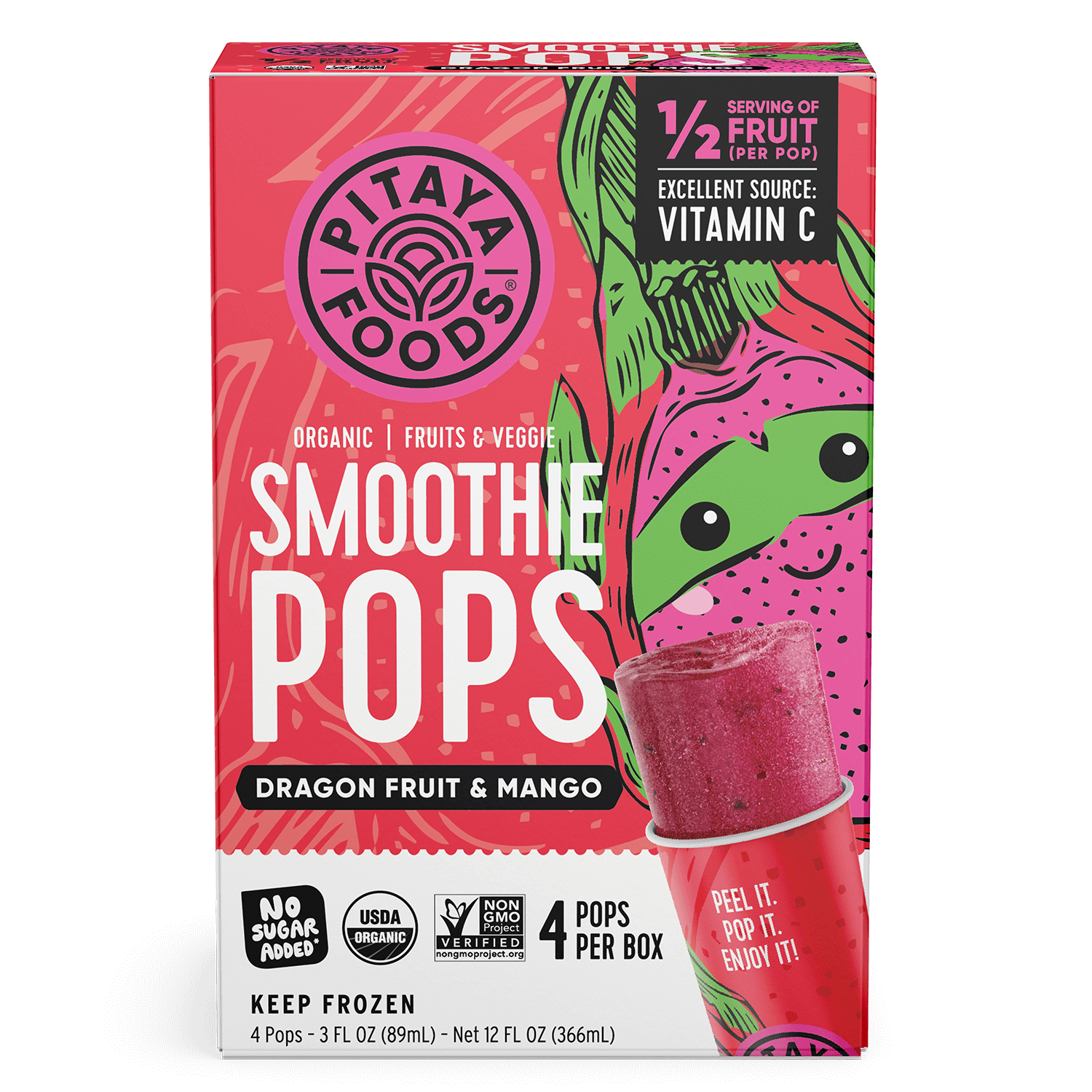 Organic Dragon Fruit Mango Smoothie Pops