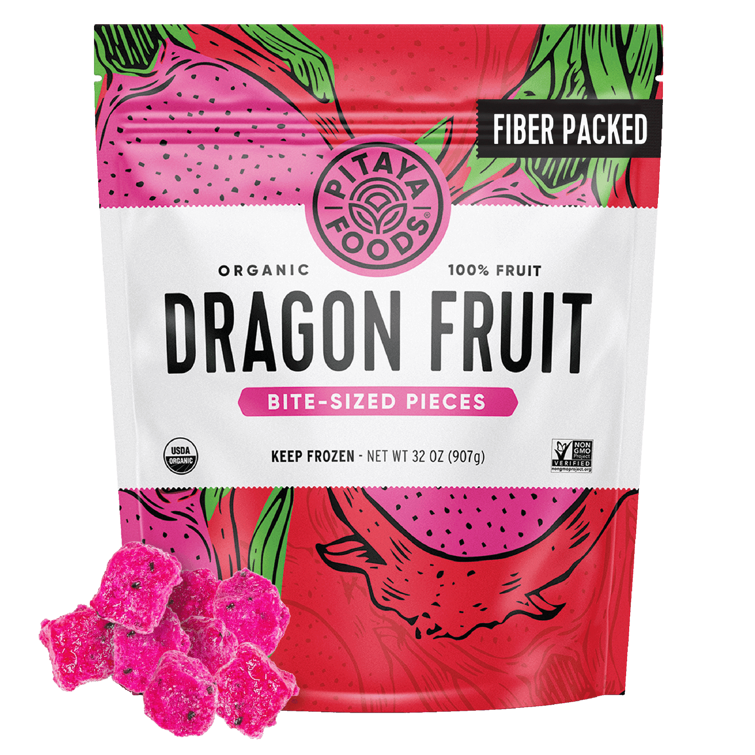 Organic Dragon Fruit Snack-Sized Pieces 2Lb