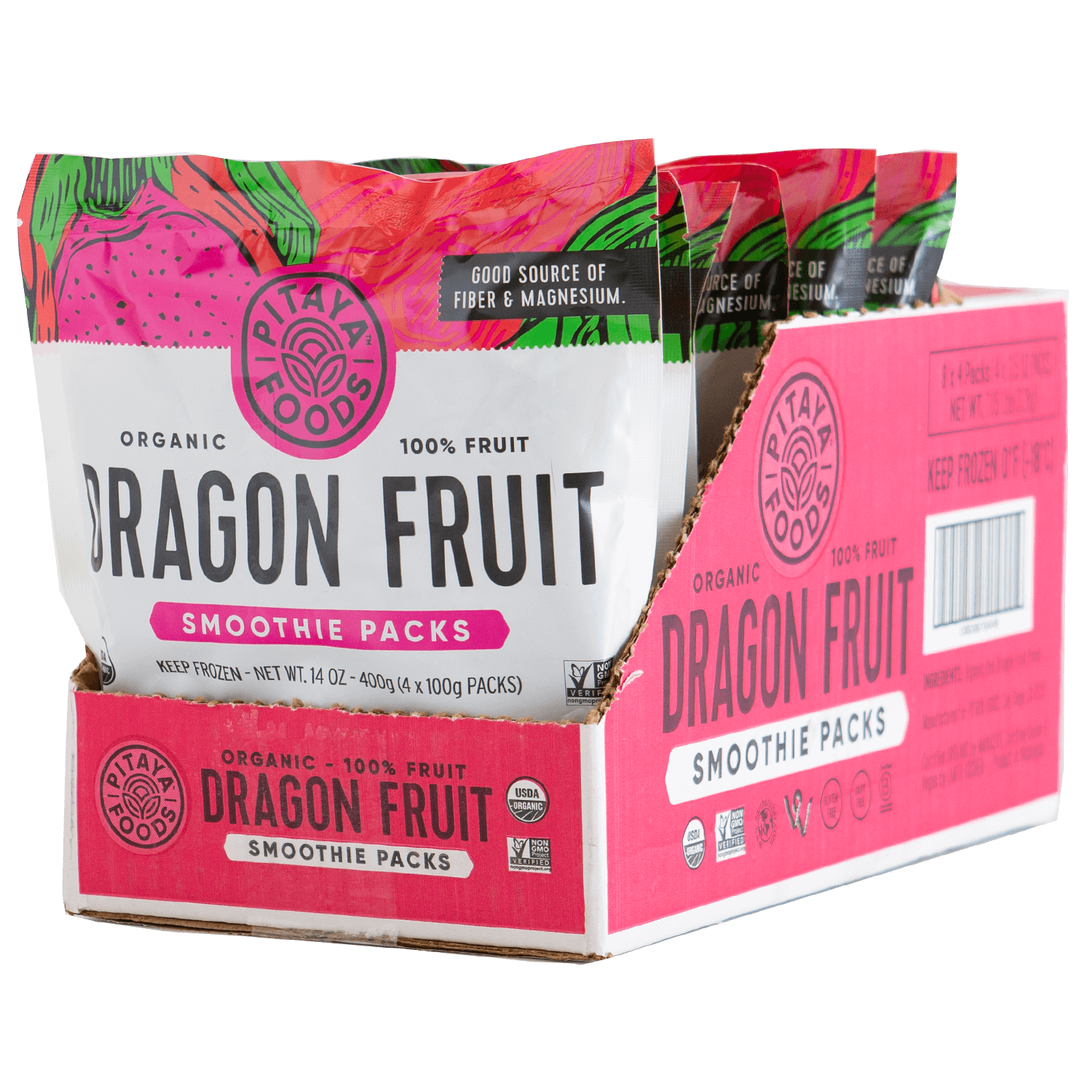 Pitaya Foods Organic Dragon Fruit Smoothie Packs Case Size