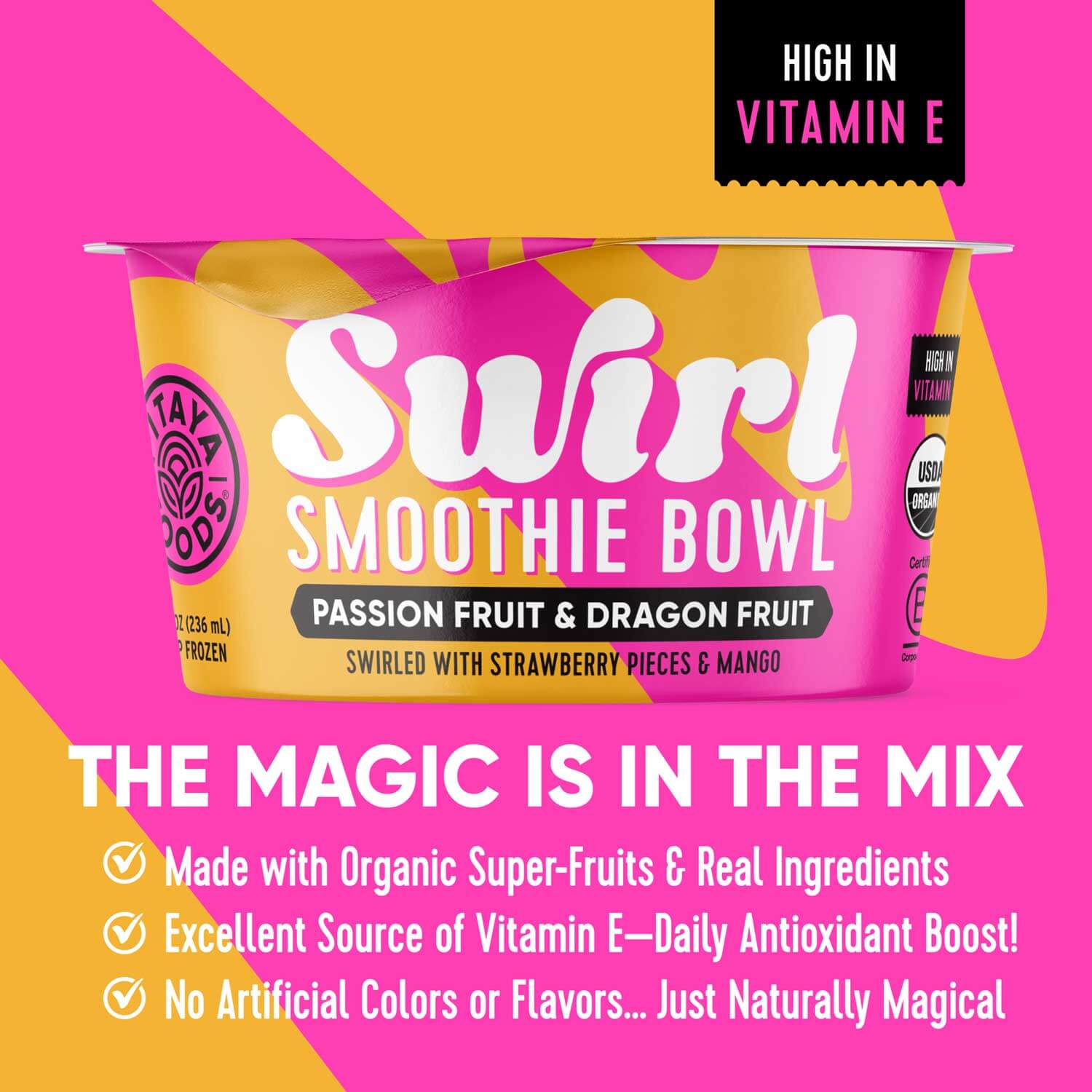 Organic Passion Fruit and Dragon Fruit Swirl Bowl