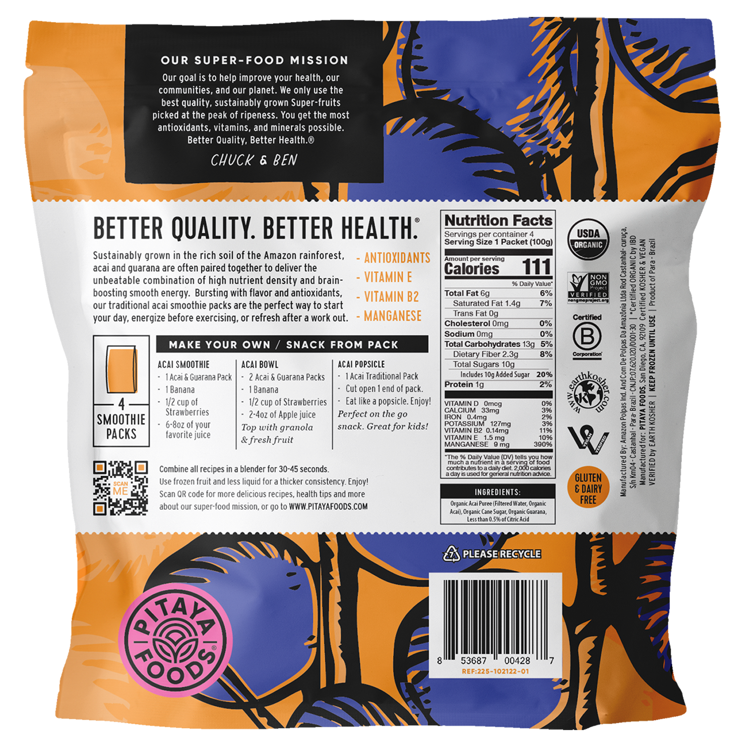 Organic Acai Traditional Smoothie Packs