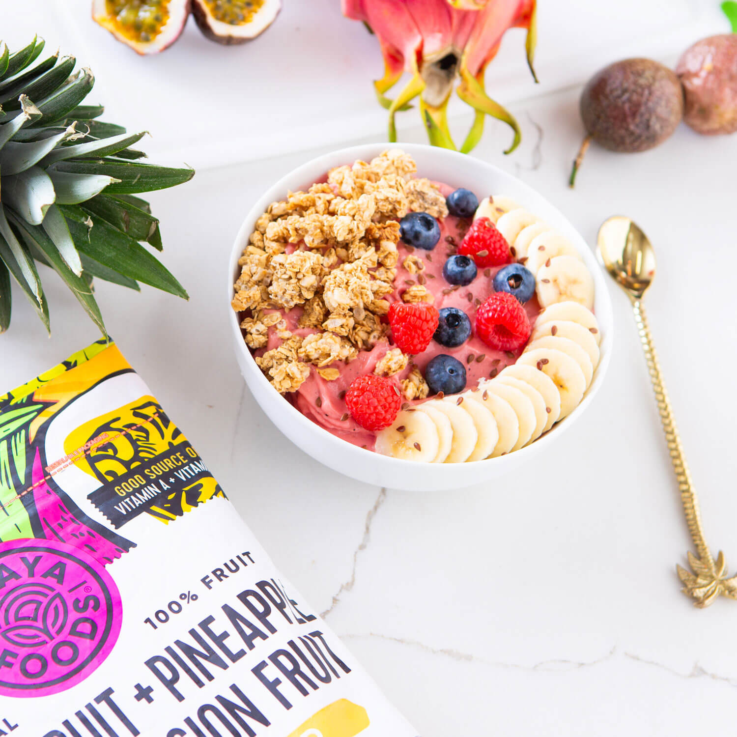 Natural Dragon Fruit + Pineapple + Mango + Passion Fruit Smoothie Blend 3Lb