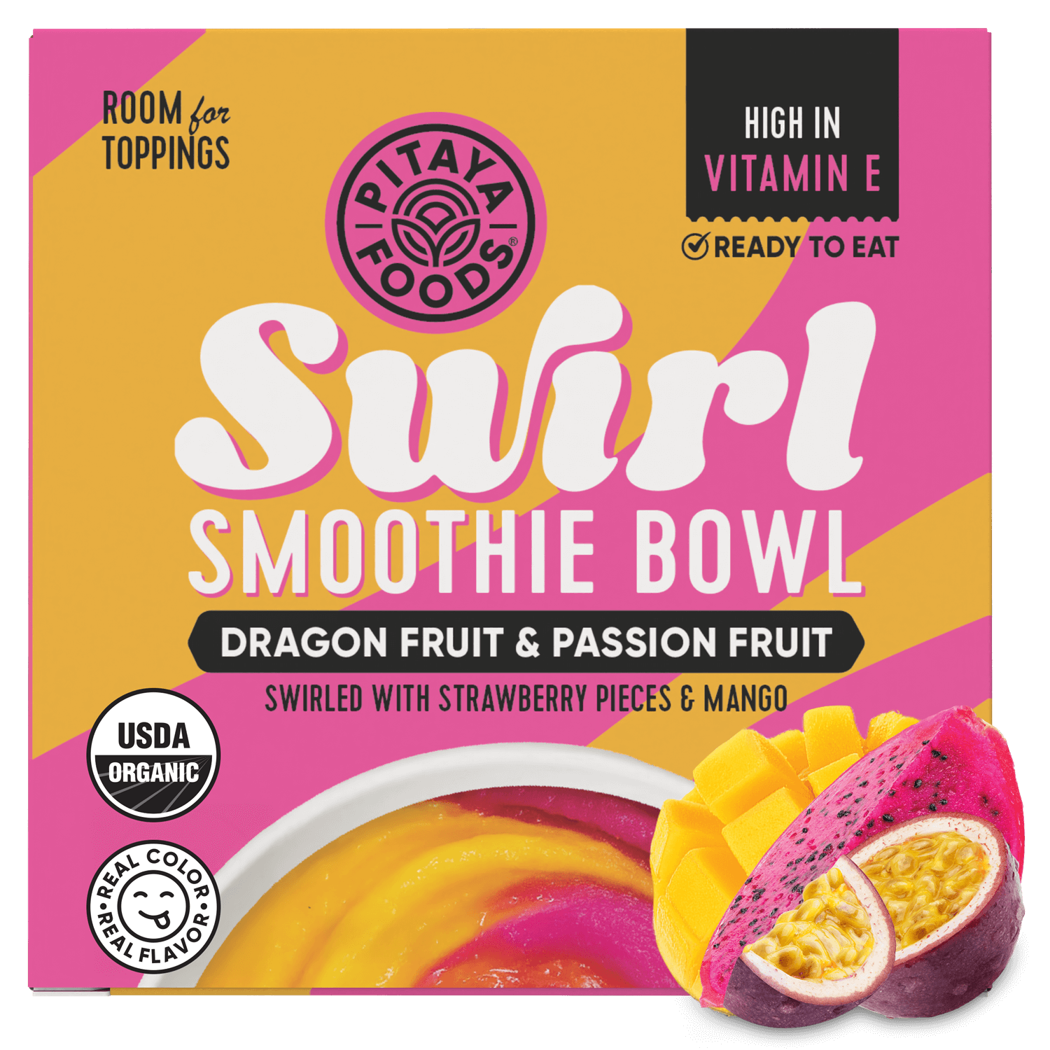 Dragon Fruit and Passion Fruit Swirl Smoothie Bowl