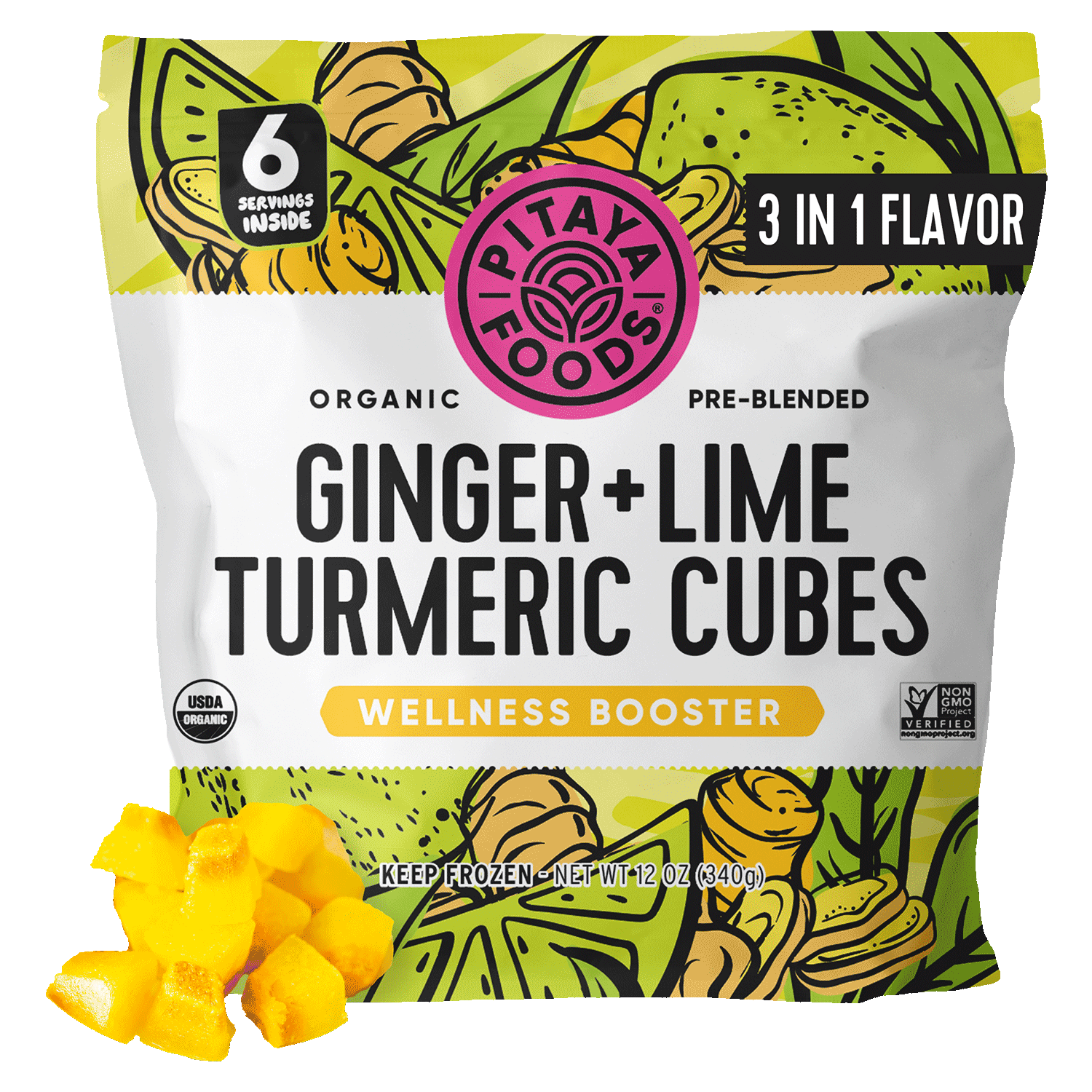 Organic Ginger Lime Turmeric Wellness Booster | Pitaya Foods