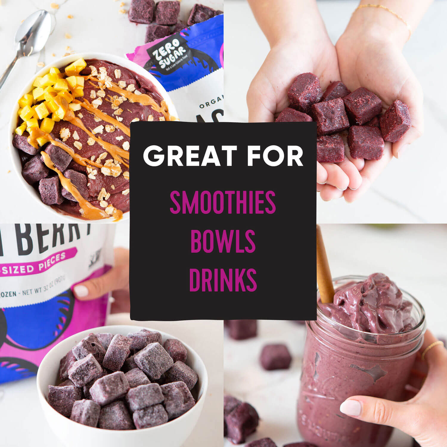 Organic Acai Berry Bite-Sized Pieces 2Lb