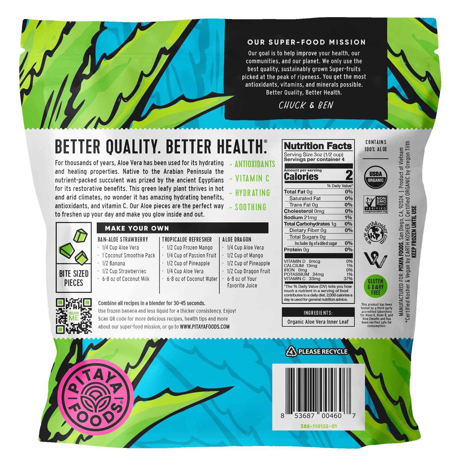 Organic Aloe Vera Bite-Sized Pieces