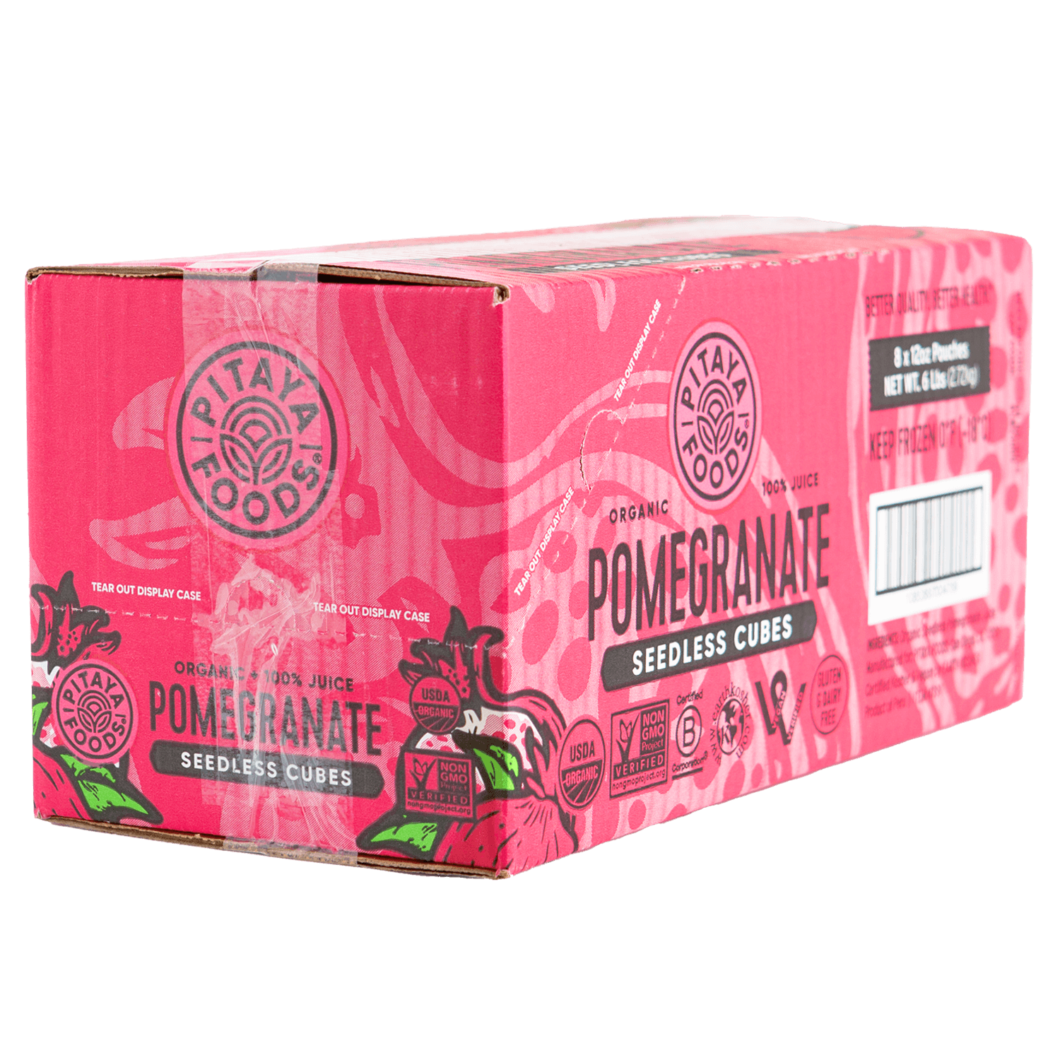 Pitaya Foods Organic Pomegranate Seedless Cubes Case