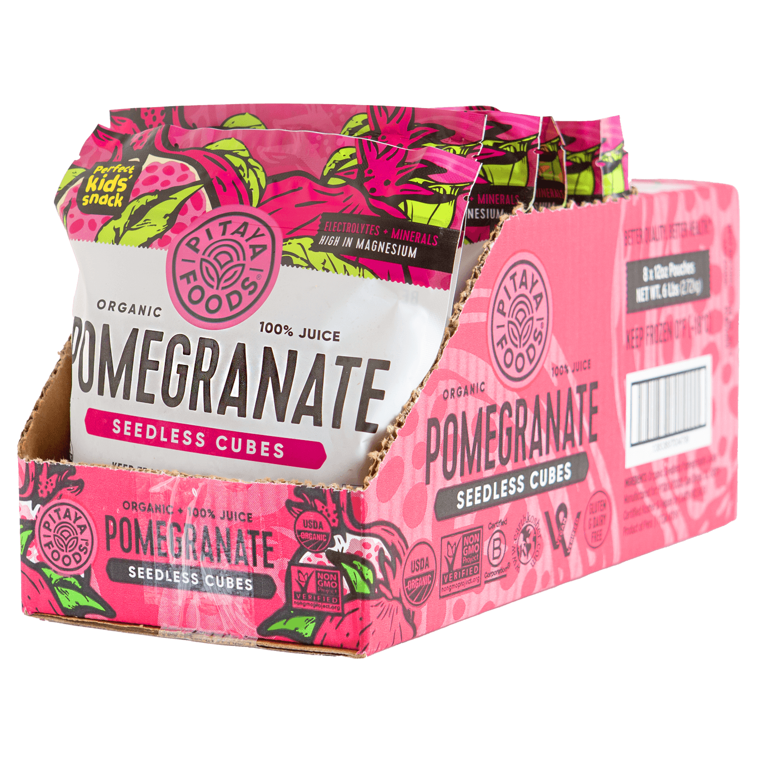 Pitaya Foods Organic Pomegranate Seedless Cubes Case