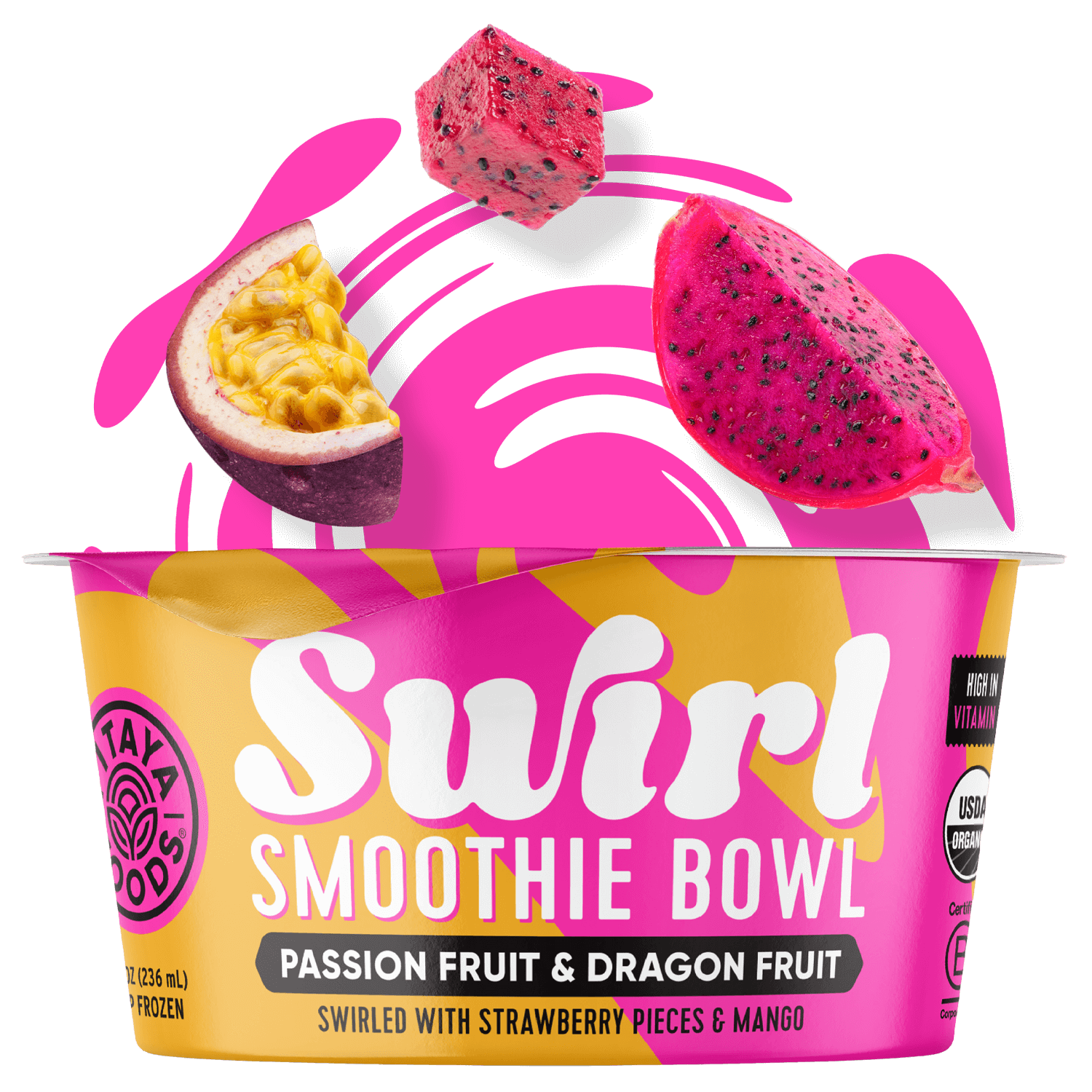 Organic Passion Fruit and Dragon Fruit Swirl Bowl