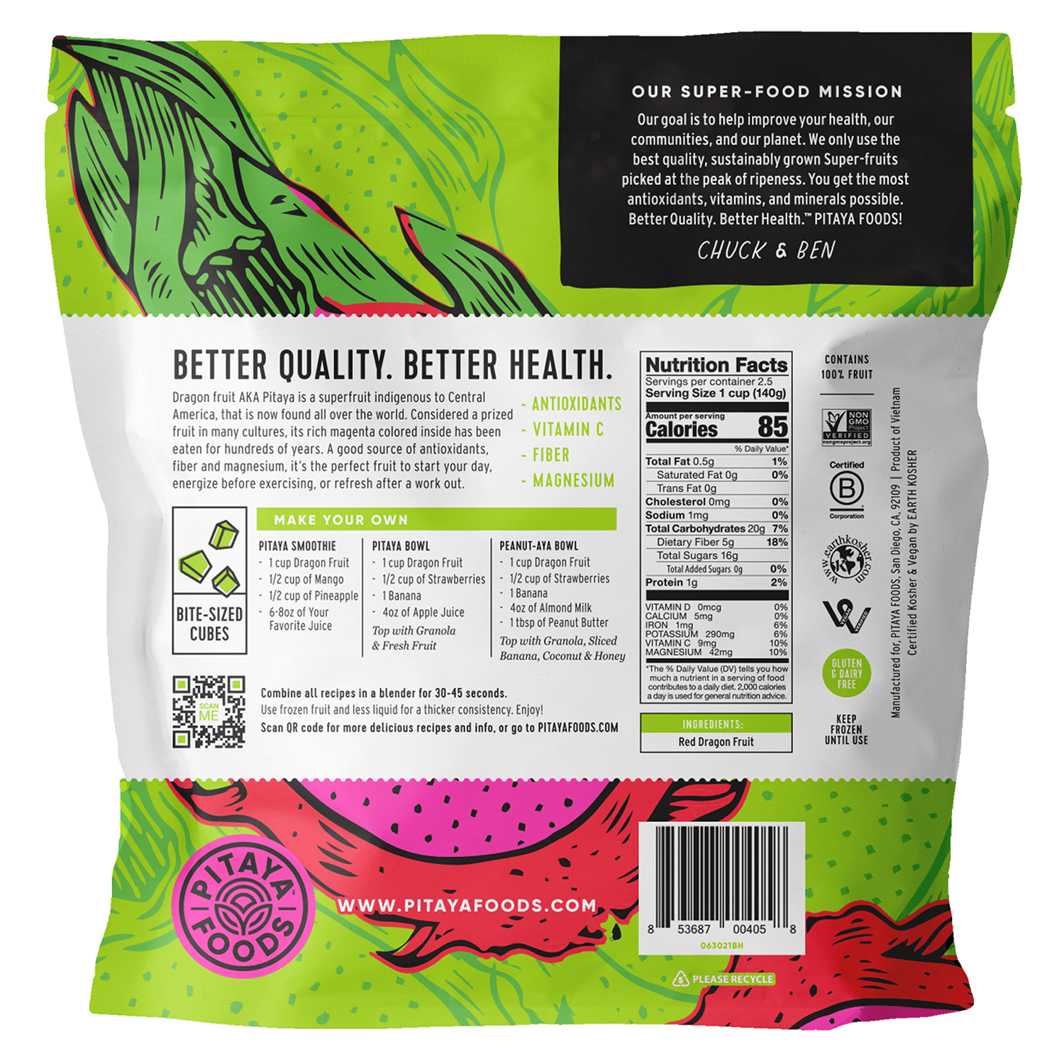 Natural Dragon Fruit Snack-Sized Pieces Case