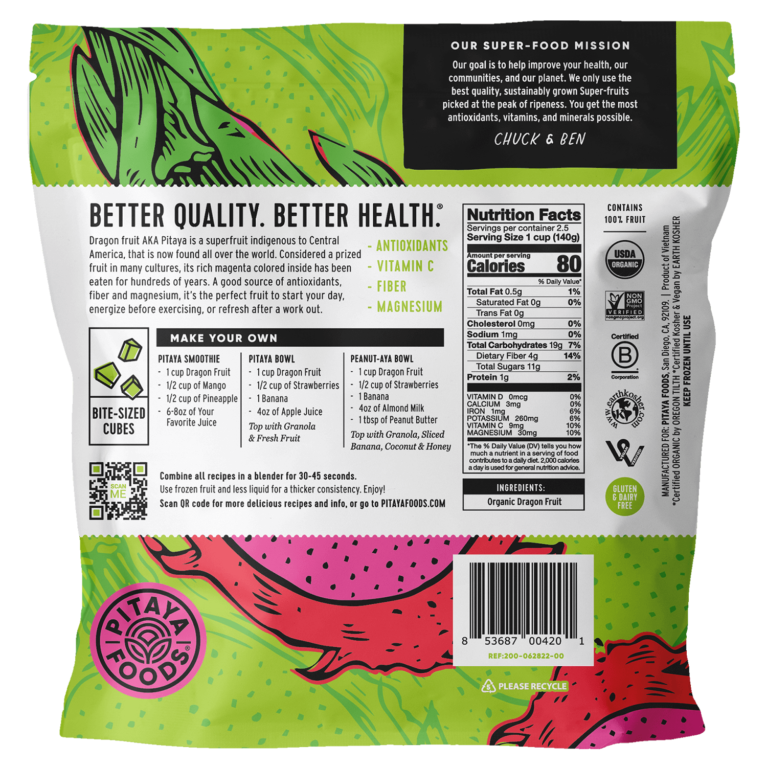 Organic Dragon Fruit Snack-Sized Pieces Case